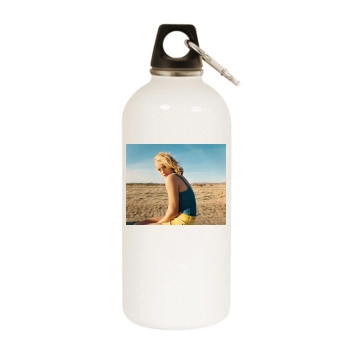 Amber Valletta White Water Bottle With Carabiner