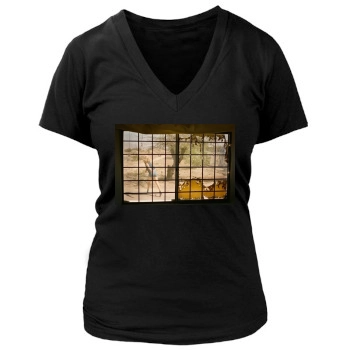 Amber Valletta Women's Deep V-Neck TShirt