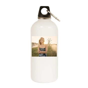 Amber Valletta White Water Bottle With Carabiner