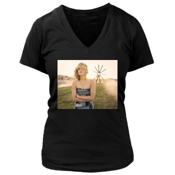 Amber Valletta Women's Deep V-Neck TShirt