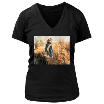 Amber Valletta Women's Deep V-Neck TShirt