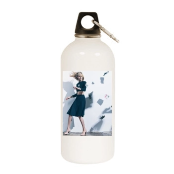 Amber Valletta White Water Bottle With Carabiner