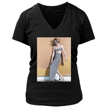 Amber Valletta Women's Deep V-Neck TShirt