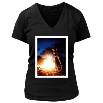 Anja Rubik Women's Deep V-Neck TShirt