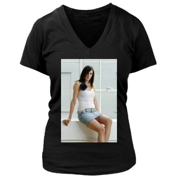 Famke Janssen Women's Deep V-Neck TShirt