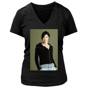 Famke Janssen Women's Deep V-Neck TShirt