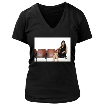 Famke Janssen Women's Deep V-Neck TShirt