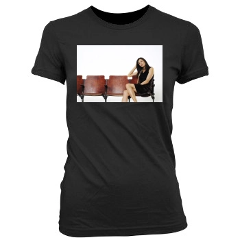 Famke Janssen Women's Junior Cut Crewneck T-Shirt