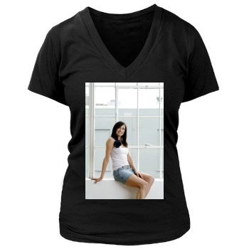 Famke Janssen Women's Deep V-Neck TShirt