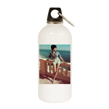 Freida Pinto White Water Bottle With Carabiner