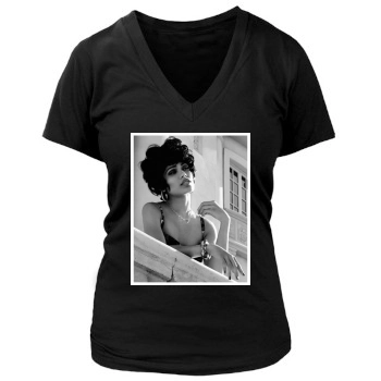 Freida Pinto Women's Deep V-Neck TShirt