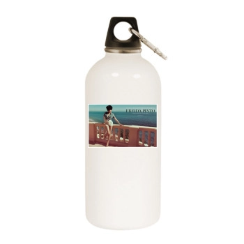 Freida Pinto White Water Bottle With Carabiner