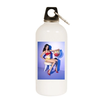 Freida Pinto White Water Bottle With Carabiner