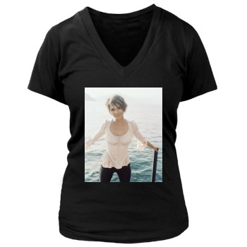 Halle Berry Women's Deep V-Neck TShirt