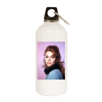 Jane Fonda White Water Bottle With Carabiner