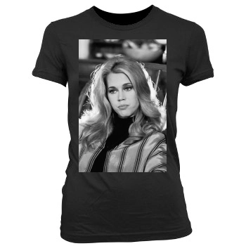 Jane Fonda Women's Junior Cut Crewneck T-Shirt