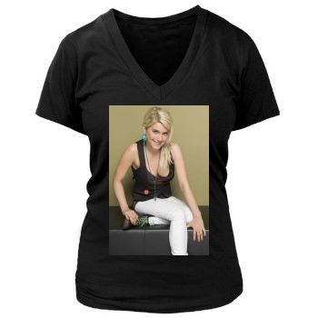 Jeanette Biedermann Women's Deep V-Neck TShirt