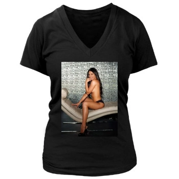 Olivia Munn Women's Deep V-Neck TShirt