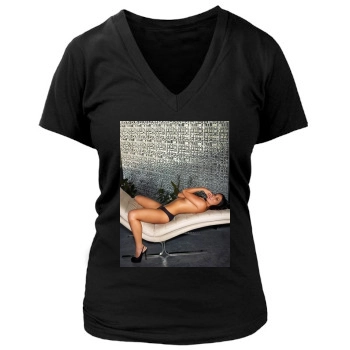 Olivia Munn Women's Deep V-Neck TShirt