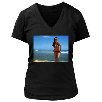 Olivia Munn Women's Deep V-Neck TShirt