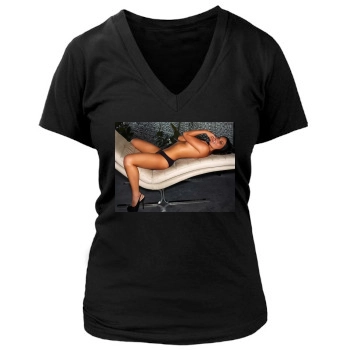 Olivia Munn Women's Deep V-Neck TShirt