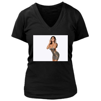 Olivia Munn Women's Deep V-Neck TShirt