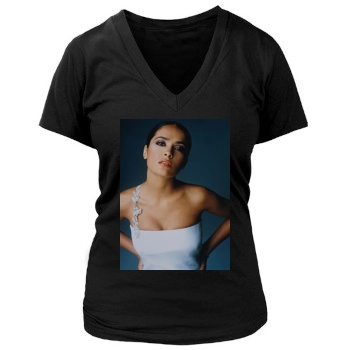 Salma Hayek Women's Deep V-Neck TShirt