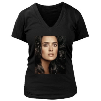 Salma Hayek Women's Deep V-Neck TShirt