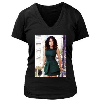 Salma Hayek Women's Deep V-Neck TShirt