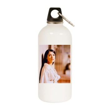 Salma Hayek White Water Bottle With Carabiner