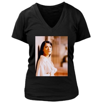 Salma Hayek Women's Deep V-Neck TShirt