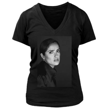 Salma Hayek Women's Deep V-Neck TShirt