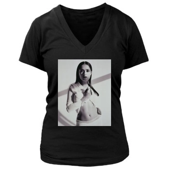 Salma Hayek Women's Deep V-Neck TShirt