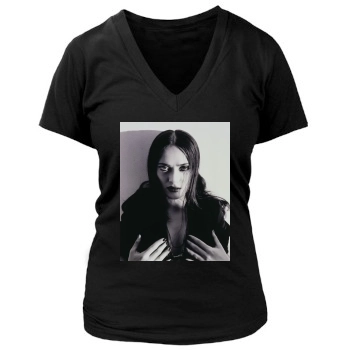 Salma Hayek Women's Deep V-Neck TShirt