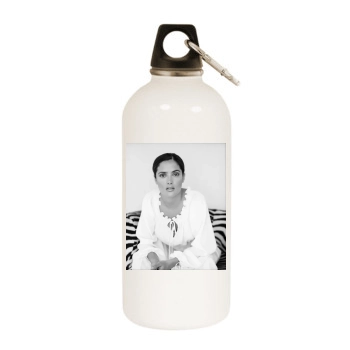 Salma Hayek White Water Bottle With Carabiner