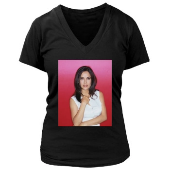 Salma Hayek Women's Deep V-Neck TShirt