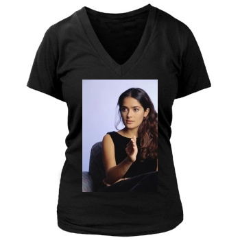 Salma Hayek Women's Deep V-Neck TShirt