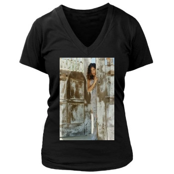 Salma Hayek Women's Deep V-Neck TShirt