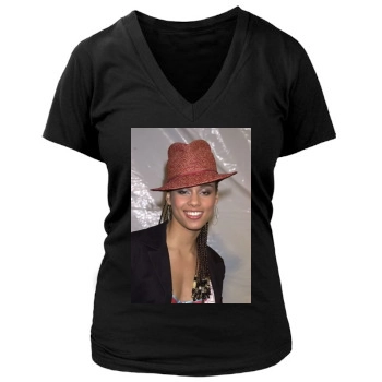 Alicia Keys Women's Deep V-Neck TShirt