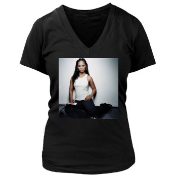 Alicia Keys Women's Deep V-Neck TShirt