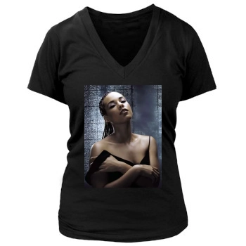 Alicia Keys Women's Deep V-Neck TShirt