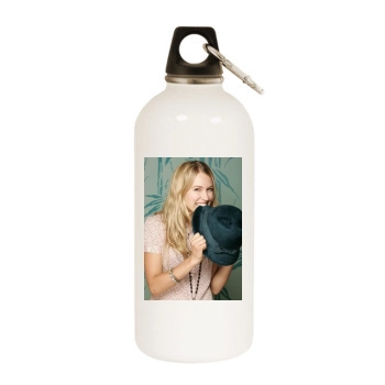 Sarah Carter White Water Bottle With Carabiner