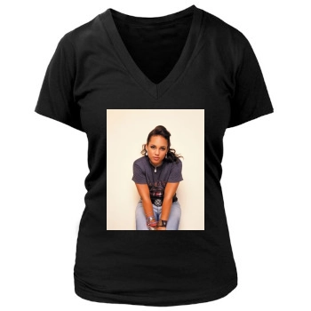 Alicia Keys Women's Deep V-Neck TShirt