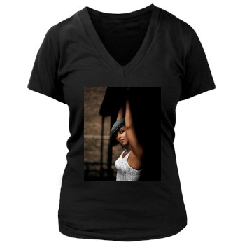 Alicia Keys Women's Deep V-Neck TShirt