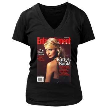 Sarah Michelle Gellar Women's Deep V-Neck TShirt