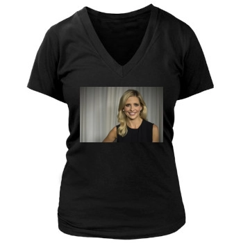 Sarah Michelle Gellar Women's Deep V-Neck TShirt