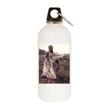 Sasha Pivovarova White Water Bottle With Carabiner