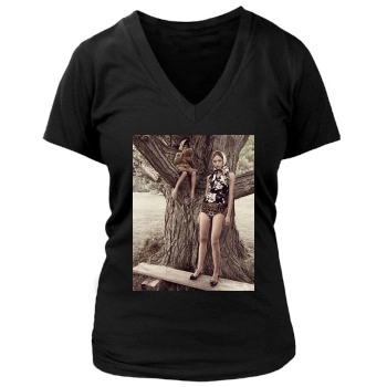 Sasha Pivovarova Women's Deep V-Neck TShirt