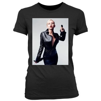 Scarlett Johansson Women's Junior Cut Crewneck T-Shirt