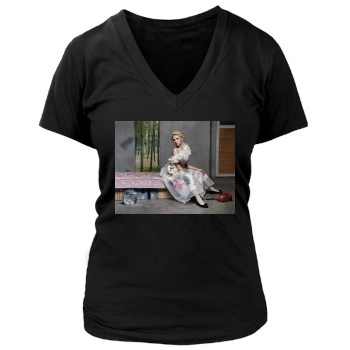 Scarlett Johansson Women's Deep V-Neck TShirt